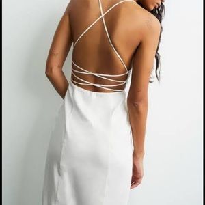 NWOT Zara Strappy Linen Blend Dress - Oyster White - S